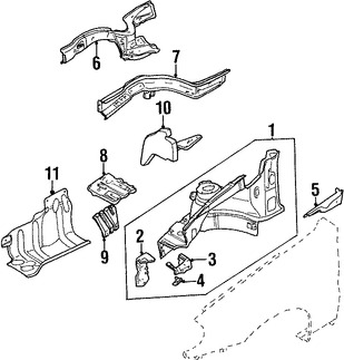 Foto de Conjunto de proteccion del guardafangos Original para Daewoo Lanos 2000 2001 2002 Marca DAEWOO Nmero de Parte 96331866