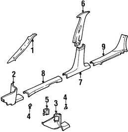 Foto de Juego de Molduras Pilar de Puerta Original para Daewoo Lanos 1999 2000 2001 2002 Marca DAEWOO Nmero de Parte 96236029