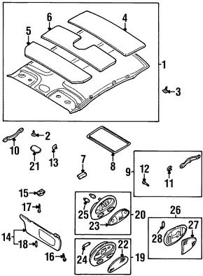 Foto de Techo Interior Original para Daewoo Leganza 1999 2000 2001 2002 Marca DAEWOO Nmero de Parte 96343530