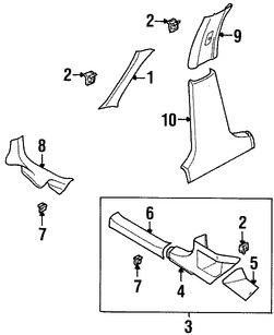 Foto de Juego de Molduras Pilar de Puerta Original para Daewoo Leganza 1999 2000 2001 2002 Marca DAEWOO Nmero de Parte 96274033