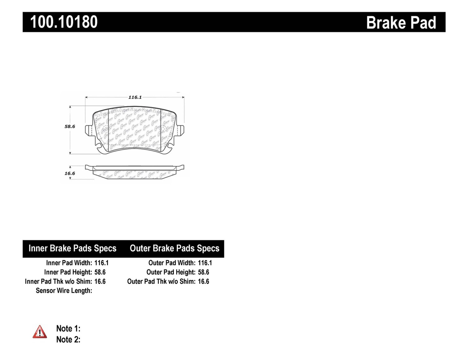 Foto de Pastilla de Freno de Disco OE Formula Pads w Hardware para Audi Volkswagen Marca CENTRIC PARTS Nmero de Parte 100.10180