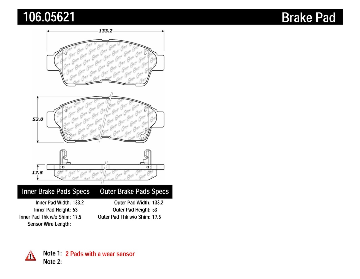 Foto de Pastillas de Freno Posi-Quiet Extended Wear w Shims & Hardware para Toyota RAV4 2001 Marca CENTRIC PARTS Nmero de Parte 106.05621