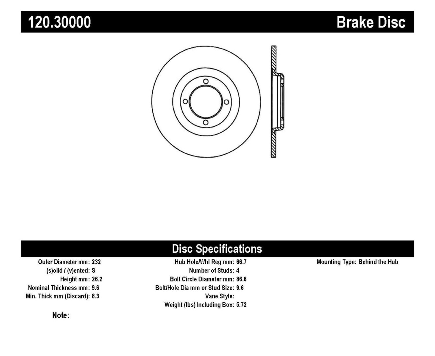 Foto de Rotor disco de freno Premium Disc-Preferred para Triumph Spitfire Triumph Herald Lotus Elan Lotus Europa Marca CENTRIC PARTS Nmero de Parte 120.30000