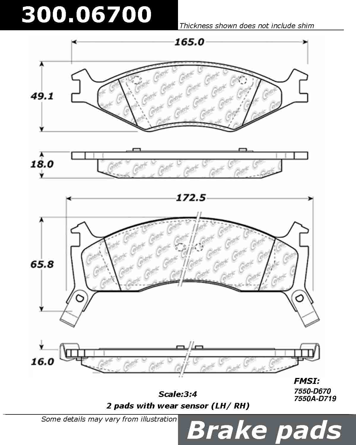 Foto de Pastilla de Freno de Disco para Kia Sportage 1995 1996 1997 Marca CENTRIC PARTS Nmero de Parte #300.06700