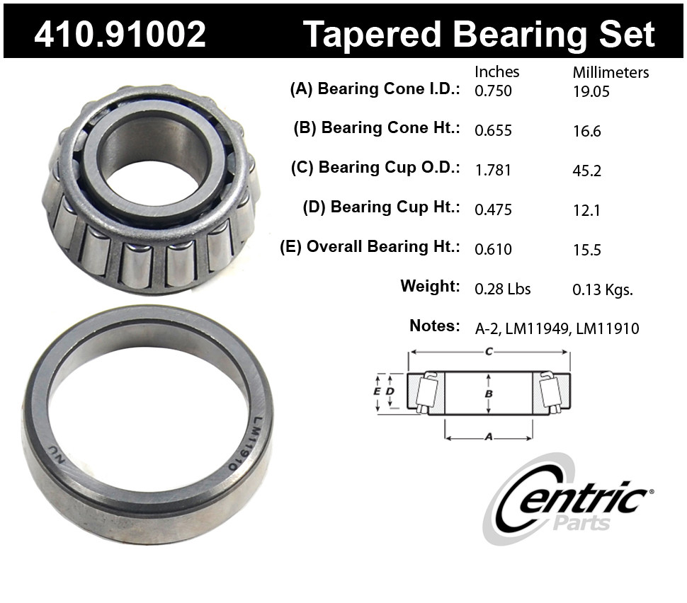 Foto de Juego de Rodamiento / Pista de la Rueda Premium & para Kia Rio 2001 Marca CENTRIC PARTS Nmero de Parte 410.91002