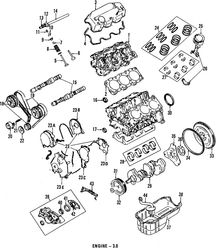 Foto de Juego Completo Empacaduras del Motor Original para Dodge Stealth 1991 1992 Mitsubishi Galant 1988 Mitsubishi Sigma 1989 1990 Marca CHRYSLER Nmero de Parte MD997496