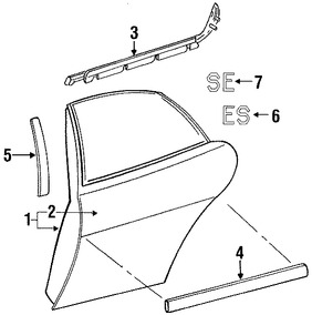 Foto de Protector contra Intemperie Cristal de Puerta Original para Dodge Stratus 1995 1996 Chrysler Cirrus 1995 1996 Marca CHRYSLER Nmero de Parte 4630195