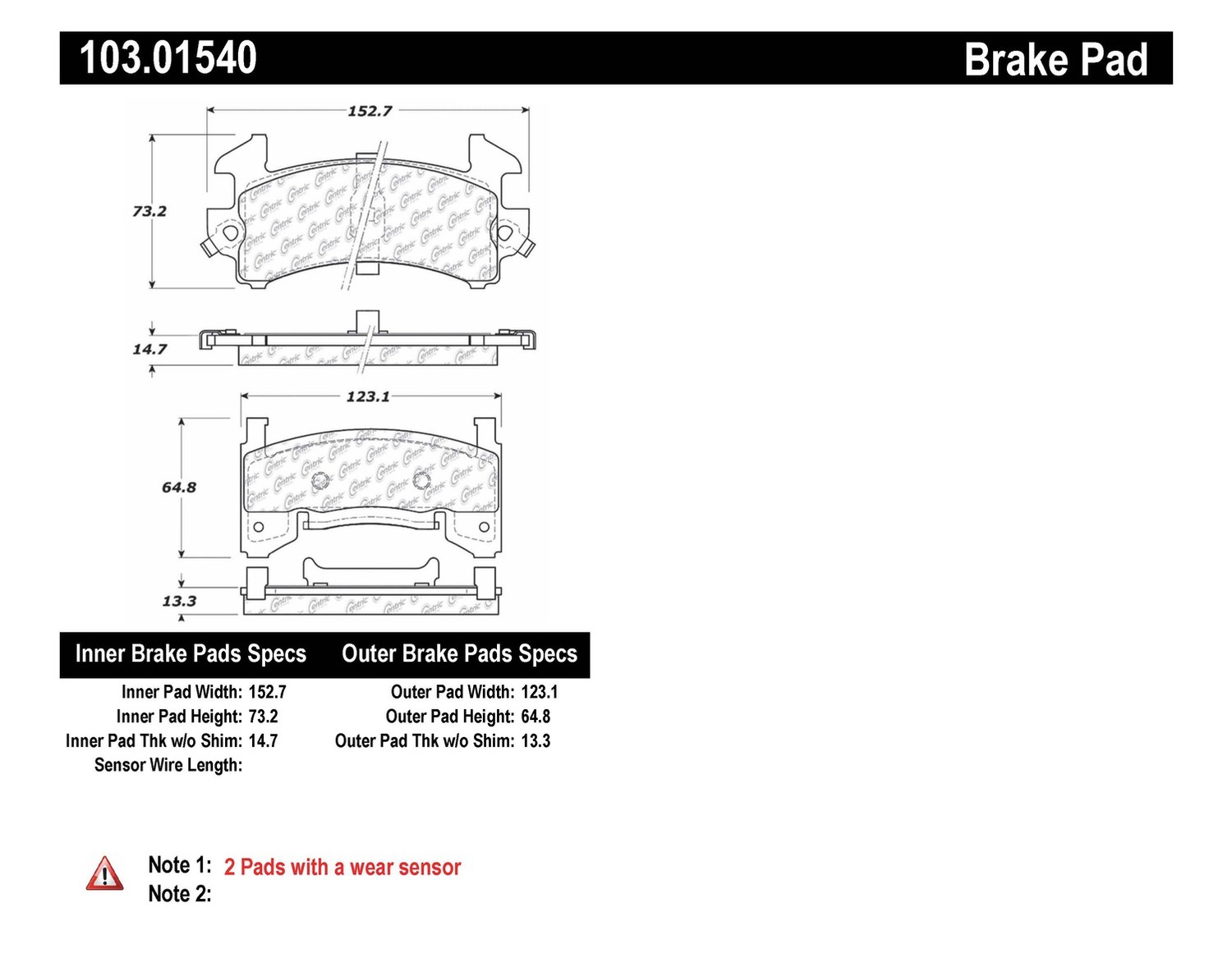 Foto de Pastillas de Freno C-TEK Ceramic Pads para GMC S15 Jimmy 1984 Marca C-TEK Nmero de Parte 103.01540