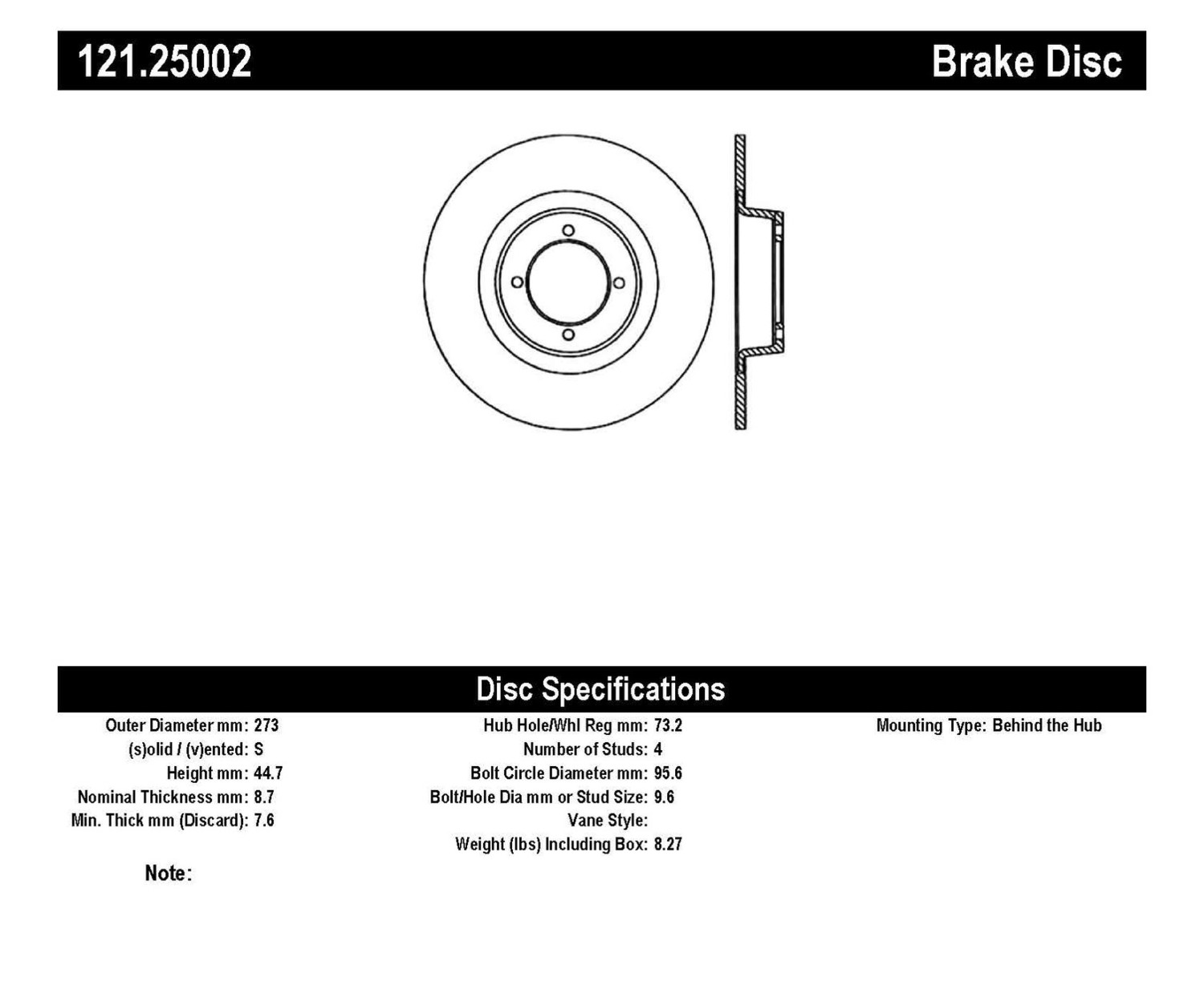 Foto de Rotor disco de freno C-TEK Standard Rotor-Preferred para MG MGB Marca C-TEK Nmero de Parte 121.25002