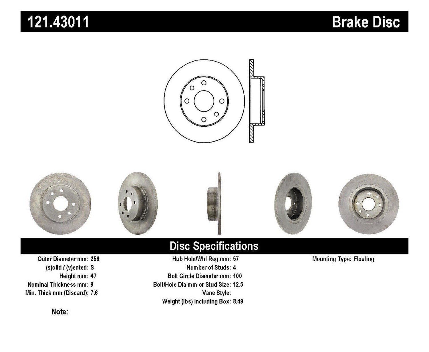 Foto de Rotor disco de freno C-TEK Standard Rotor-Preferred para Isuzu Stylus 1991 Marca C-TEK Nmero de Parte 121.43011