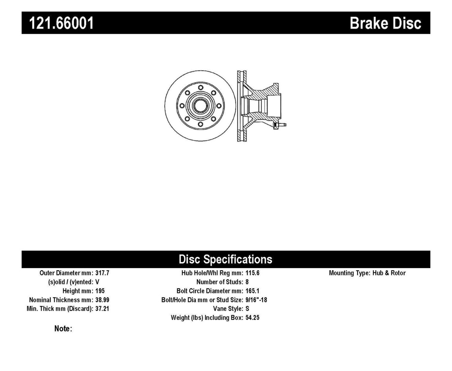 Foto de Rotor disco de freno C-TEK Standard Rotor-Preferred para Chevrolet GMC Workhorse Marca C-TEK Nmero de Parte 121.66001