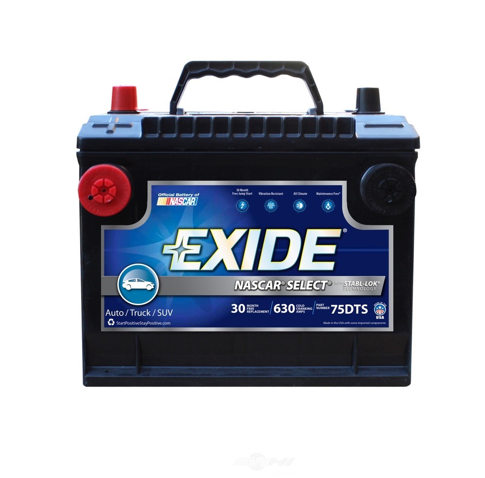 Foto de Batera Exide Nascar Select - 75 Dual Terminal - CCA: 630 para Hyundai Subaru Kia Volvo Isuzu Dodge Jeep Buick Cadillac Chevrolet... Marca EXIDE BATTERIES NEW Parte #75DTS