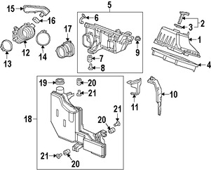 Foto de Aislante de la carcasa del filtro de aire Original para Honda  Honda Civic Acura ILX Marca HONDA Nmero de Parte 17212R1AA00