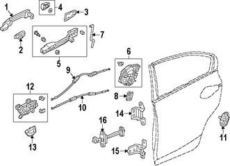 Foto de Conjunto de pestillo de puerta Original para Honda Civic Acura RDX Acura MDX Marca HONDA Nmero de Parte 72650TR3A11