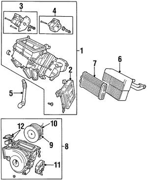 Foto de Carcasa del motor del ventilador HVAC Original para Jaguar Vanden Plas Jaguar XJ8 Jaguar XJR Jaguar XK8 Jaguar XKR Jaguar XJ6 Marca JAGUAR Nmero de Parte MJA6520AA