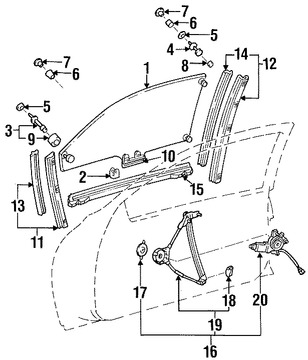 Foto de Conjunto Motor y Regulador de Vidrio Automatico Original para Lexus SC300 1992 1993 1994 Lexus SC400 1992 1993 1994 Marca LEXUS Nmero de Parte 6982024040