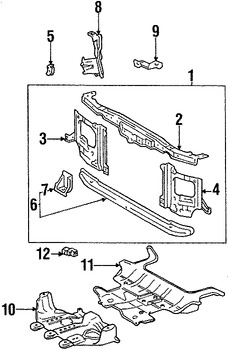 Foto de Guardasalpicaduras del soporte del radiador Original para Toyota Land Cruiser Lexus LX470 Marca LEXUS Nmero de Parte 5141060020