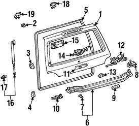 Foto de Soporte Elevacin Puerta Trasera Original para Lexus LX470 Toyota Land Cruiser Marca LEXUS Nmero de Parte 6895069057