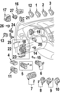 Foto de Interruptor Dimmer del tablero de instrumentos Original para Lexus RX330 2004 2005 2006 Lexus RX350 2007 2008 2009 Marca LEXUS Nmero de Parte 841190E010E0