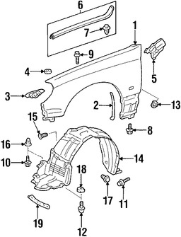 Foto de Enganche del protector de Guardafangos  Original para Lexus IS300 Scion xB Marca LEXUS Nmero de Parte 9017905025