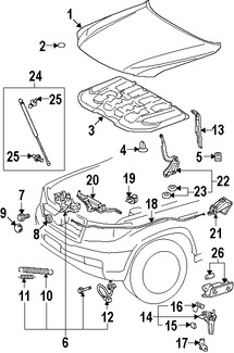 Foto de Cable Abre Capo Original para Toyota Land Cruiser Lexus LX570 Marca LEXUS Nmero de Parte 5363060140