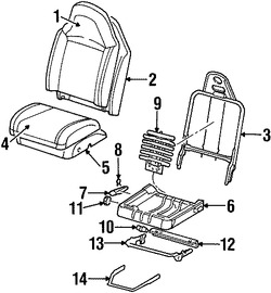 Foto de Bastidor de Respaldo de Asiento Original para Mazda B2300 Mazda B3000 Mazda B4000 Marca MAZDA Nmero de Parte 1F7088133