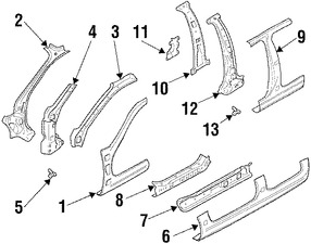 Foto de Refuerzo de Pilar B de Carroceria Original para Mazda Millenia 1995 1996 1997 1998 1999 2000 Marca MAZDA Nmero de Parte T0017036ZC