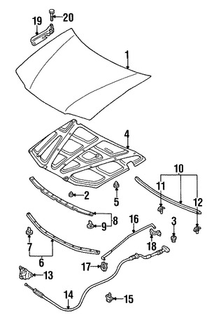 Foto de Aislamiento del capo Original para Mazda Protege Mazda Protege5 Marca MAZDA Nmero de Parte B25N56681K