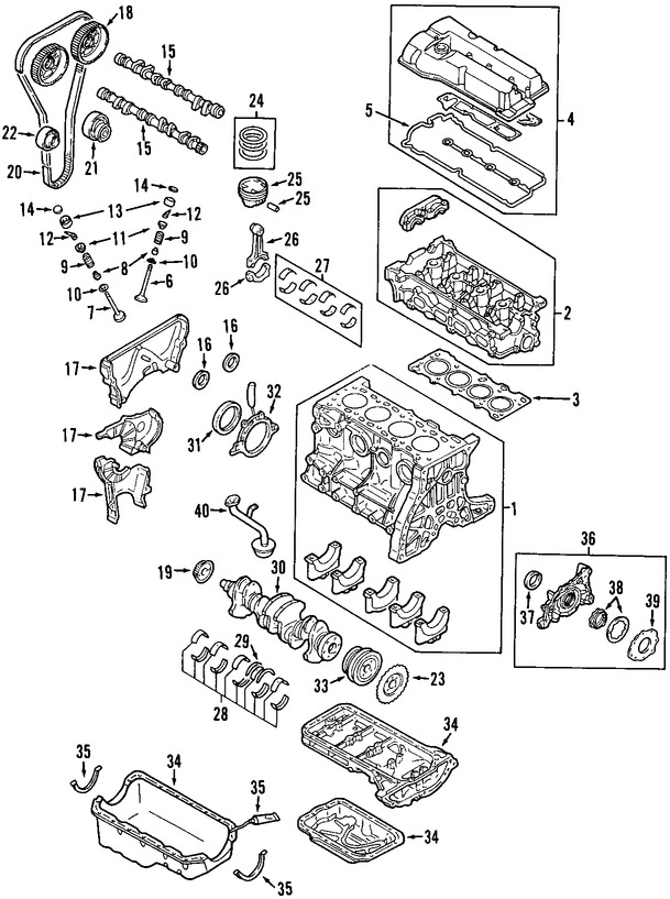 Foto de Juego Completo Empacaduras del Motor Original para Mazda Protege 2002 2003 2001 Mazda Protege5 2003 2002 Marca MAZDA Nmero de Parte 8LB310271