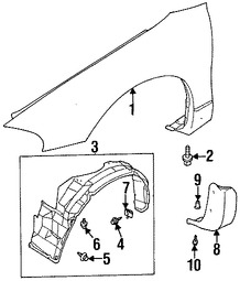 Foto de Perno de cubierta de parachoques Original para Chrysler Dodge Eagle Mitsubishi Marca Mitsubishi Nmero de Parte MS100238