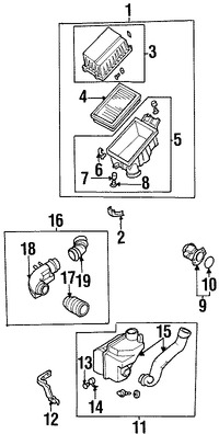 Foto de Manguera de Admisin de Aire del motor Original para Infiniti QX4 2000 Nissan Pathfinder 2000 Marca NISSAN Nmero de Parte 165760W010