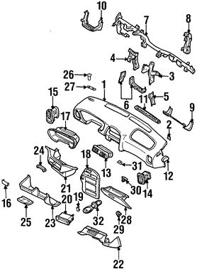 Foto de Cubierta de Panel de Instrumentos Original para Nissan Pathfinder Infiniti QX4 Marca NISSAN Nmero de Parte 6896064J00