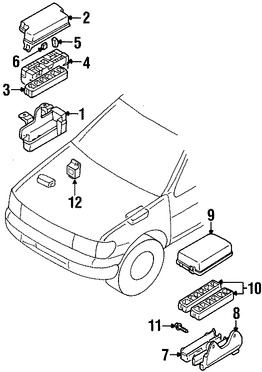 Foto de Caja de Fusibles Original para Nissan Pathfinder Nissan Xterra Nissan Frontier Infiniti QX4 Infiniti G20 Marca NISSAN Nmero de Parte 243808E000