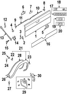 Foto de Puerta Posterior Original para Nissan Frontier 1999 2000 1998 Marca NISSAN Nmero de Parte 934008B430