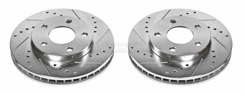 Foto de Conjunto de Rotor del Disco de Freno Extreme Performance Drilled & Slotted Rotors para Buick Cadillac Chevrolet Oldsmobile Pontiac Marca POWER STOP Nmero de Parte AR8250XPR