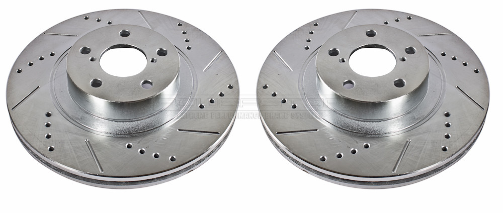 Foto de Conjunto de Rotor del Disco de Freno Extreme Performance Drilled & Slotted Rotors para Subaru Baja Subaru Forester Subaru Impreza Subaru Legacy Subaru Outback Subaru BRZ Subaru XV Crosstrek Scion FR-S Marca POWER STOP Parte #JBR1165XPR