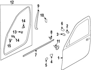 Foto de Protector contra Intemperie Cristal de Puerta Original para Subaru B9 Tribeca Subaru Tribeca Marca SUBARU Nmero de Parte 61280XA01B