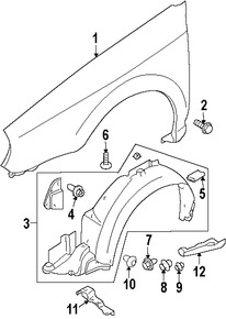 Foto de Enganche del protector de Guardafangos  Original para Subaru Impreza Subaru Forester Subaru Legacy Subaru Outback Marca SUBARU Nmero de Parte 59114AG000