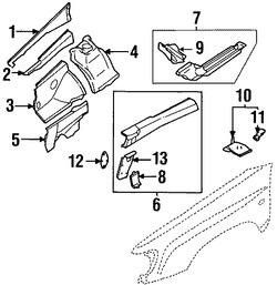 Foto de Protector del Guardafangos Original para Subaru Forester 1998 1999 2000 2001 2002 Marca SUBARU Nmero de Parte 51610FC100