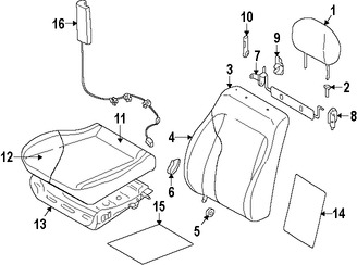 Foto de Almohadilla Calentadora de Asiento Original para Subaru Forester 1998 1999 2000 2001 2002 Marca SUBARU Nmero de Parte 64040FC030