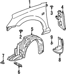 Foto de Enganche del protector de Guardafangos  Original para Toyota Paseo Toyota Tercel Toyota MR2 Spyder Marca TOYOTA Nmero de Parte 5387916010