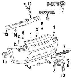 Foto de Cubierta del parachoques Original para Toyota MR2 Spyder 2000 2001 2002 2003 2004 2005 Marca TOYOTA Nmero de Parte 5215917910