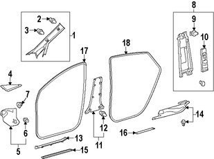 Foto de Juego de Molduras Pilar de Puerta Original para Toyota Prius V 2012 2013 2014 2015 2016 2017 Marca TOYOTA Nmero de Parte 6241447060E0