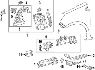 Foto de Conjunto de proteccion del guardafangos Original para Toyota Prius C Marca TOYOTA Nmero de Parte 5370252200