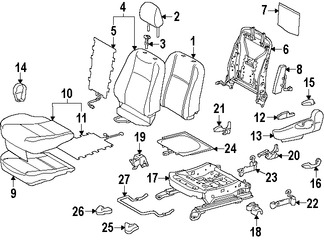 Foto de Bastidor de Respaldo de Asiento Original para Toyota Prius C Marca TOYOTA Nmero de Parte 7164052331