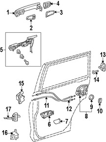 Foto de Conjunto de pestillo de puerta Original para Toyota Scion Lexus Marca TOYOTA Nmero de Parte 6906006100