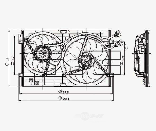 Foto de Ventilador Dual Condensador y Radiador  para Volkswagen Jetta Volkswagen Golf Marca TYC Nmero de Parte 620990