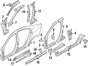 Foto de Refuerzo de Pilar A de Carroceria Original para Volvo S60 Volvo S60 Cross Country Volvo V60 Volvo V60 Cross Country Marca VOLVO Nmero de Parte 31391475