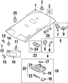 Foto de Techo Interior Original para Volvo XC70 Volvo V70 Marca VOLVO Nmero de Parte 39864804