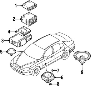 Foto de Unidad de Control de Radio Original para Daewoo Leganza Daewoo Lanos Daewoo Nubira Marca DAEWOO Nmero de Parte 96334689